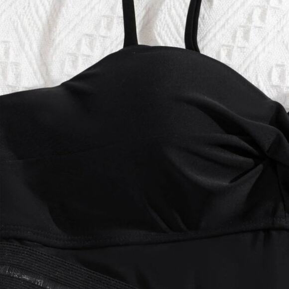 CRISS CROSS One Piece Bathing Suit Sz XL BLACK Glam Avante Garde Push Padded NEW - Picture 6 of 13